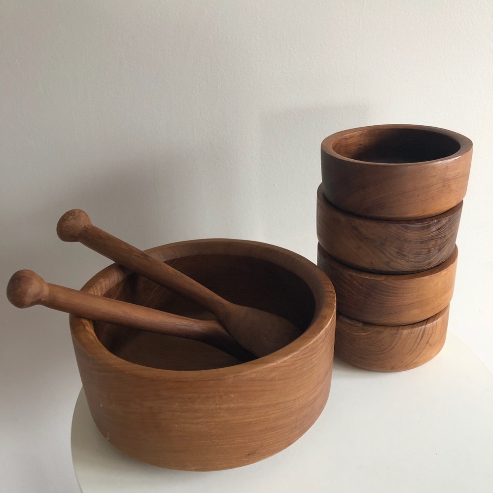 Vintage Teak Wood Serving Set